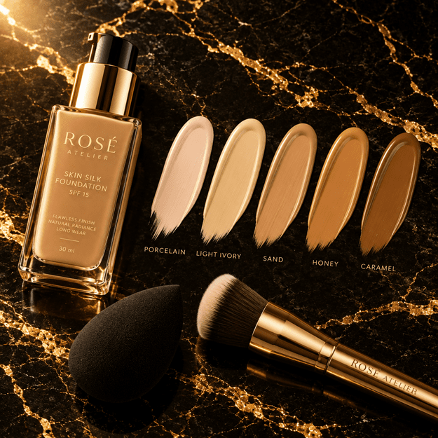 Rosé Atelier Skin Silk ilgai išliekantis makiažo pagrindas SPF 15