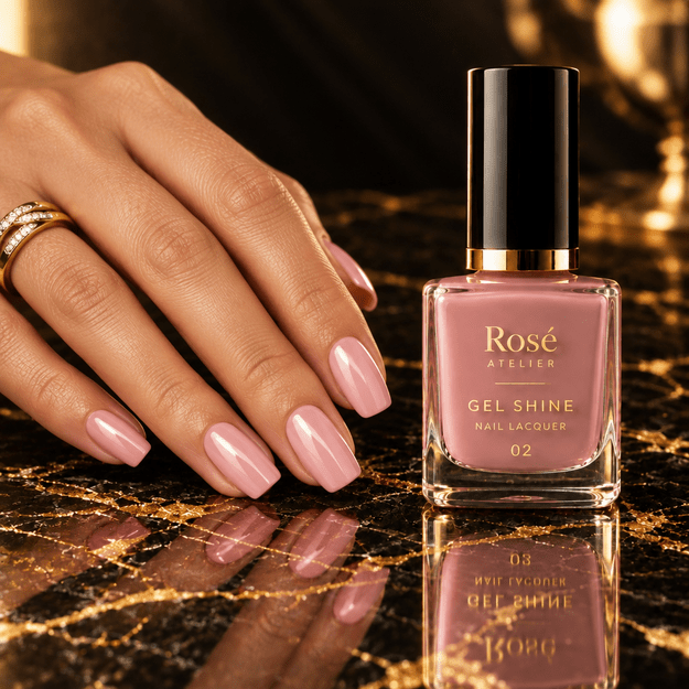 Rosé Atelier Gel Shine nagų lakas – 02 Pudrinė rožinė
